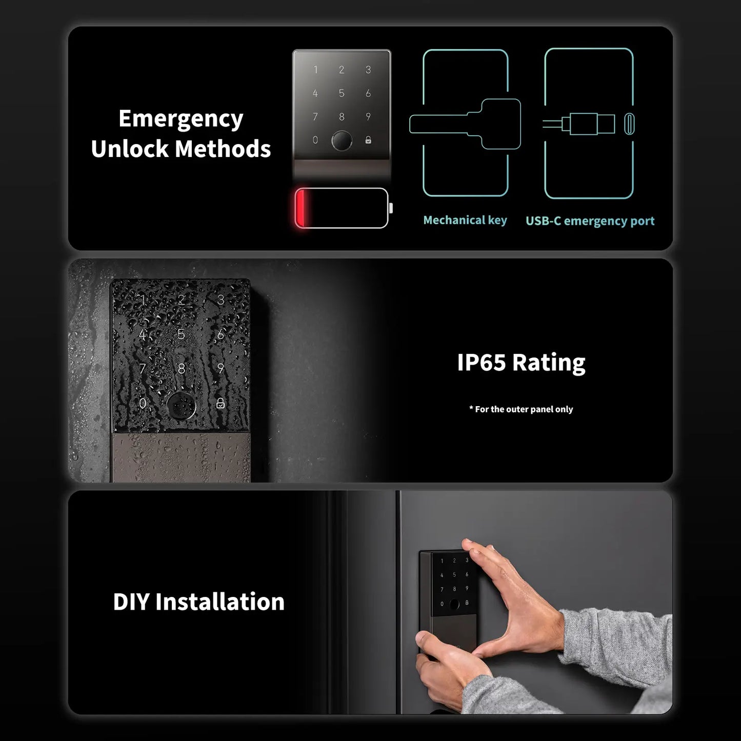 Aqara Smart Lock U100 [Offline E1 Kit Includes- 1 x E1 Hub, 2 x NFC Cards] - Automation HQ