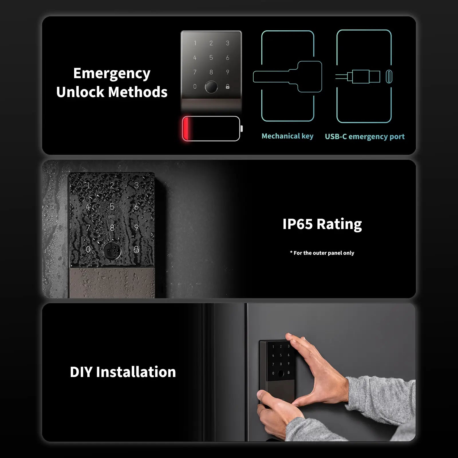 Aqara Smart Lock U100 [Offline E1 Kit Includes- 1 x E1 Hub, 2 x NFC Cards] - Automation HQ