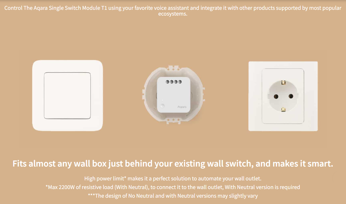 Aqara Single Switch Module T1 With Neutral - Automation HQ